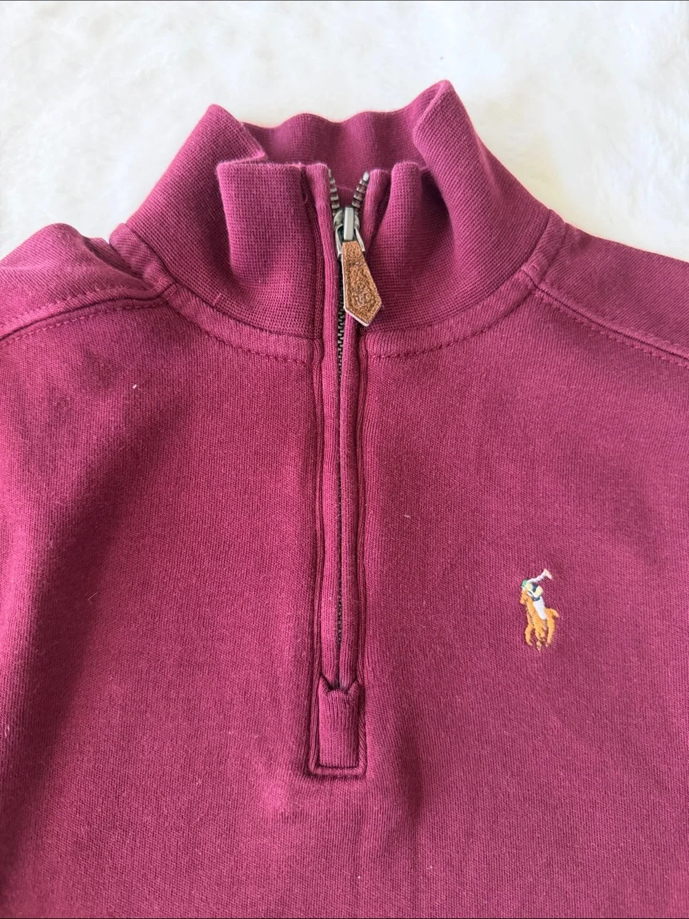 Ralph Lauren Boys Burgundy Half-Zip Mock Neck Sweater